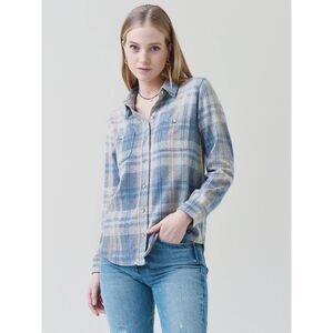 Faherty Legend Sweater Shirt - Blue/Grey/Tan Plaid L